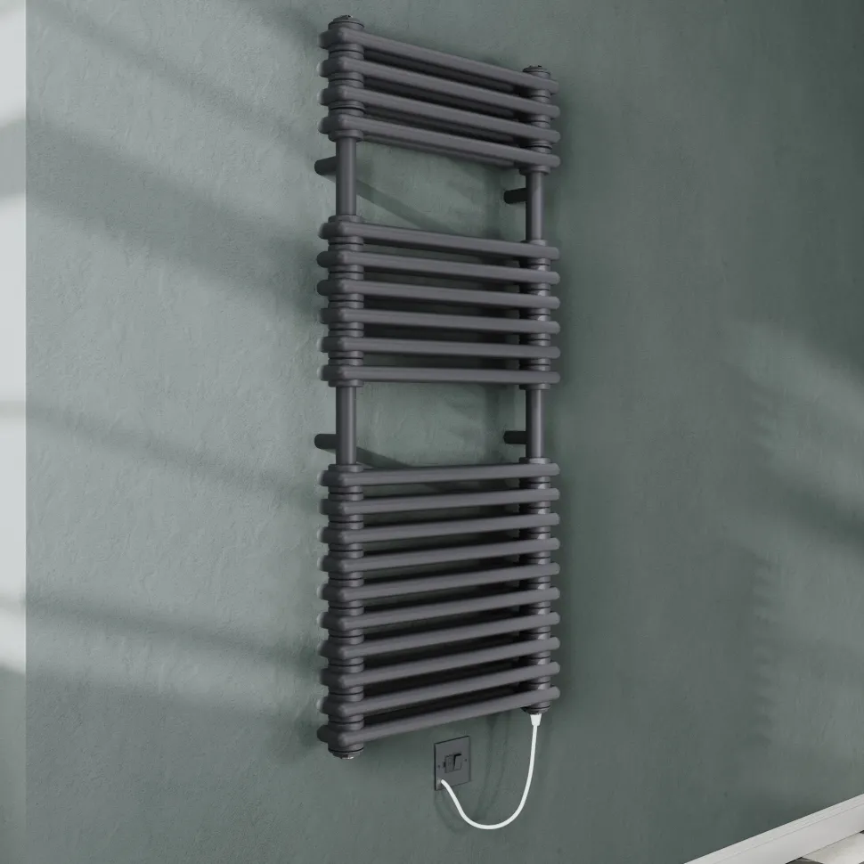 Toasty Montford Anthracite Traditional Column Electric Heated Towel Rail with Heating Element