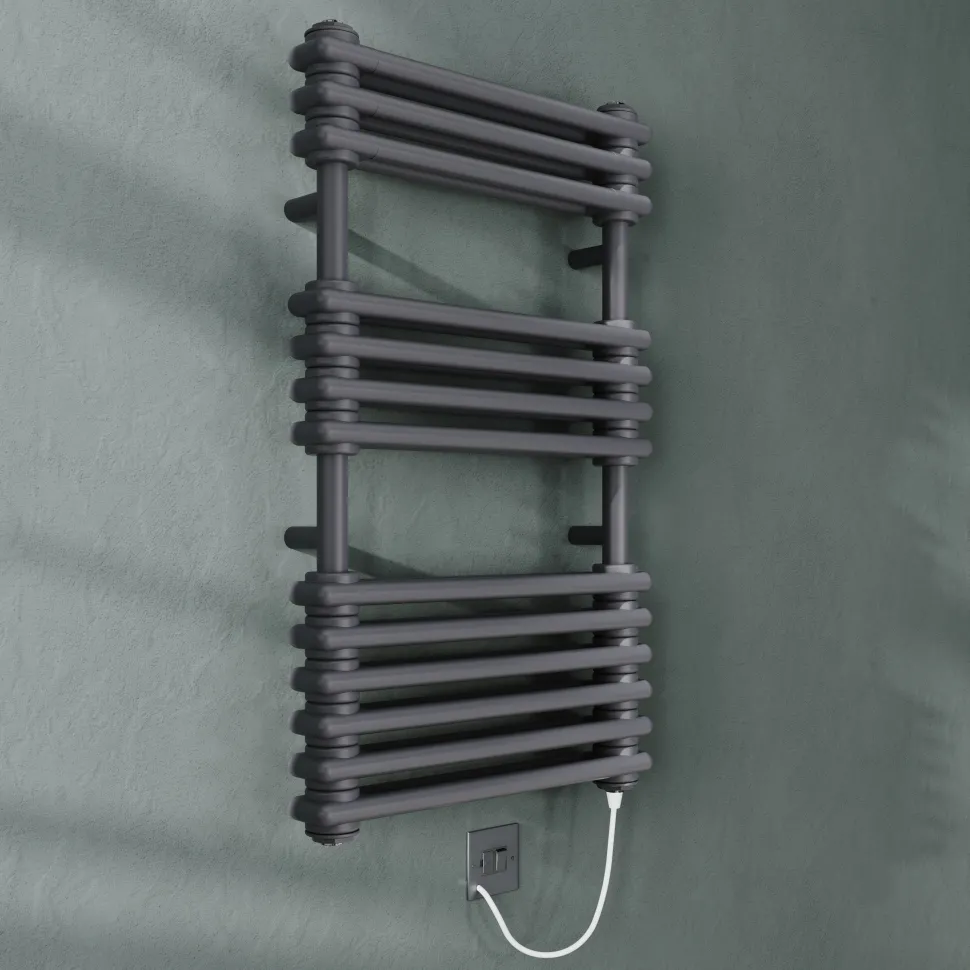 Toasty Montford Anthracite Traditional Column Electric Heated Towel Rail with Heating Element