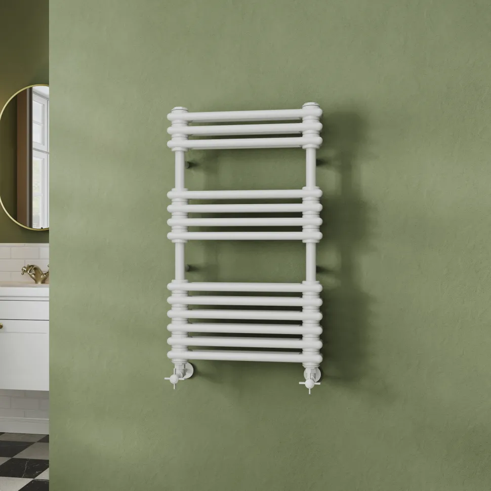 Toasty Montford White Traditional Column Heated Towel Rail