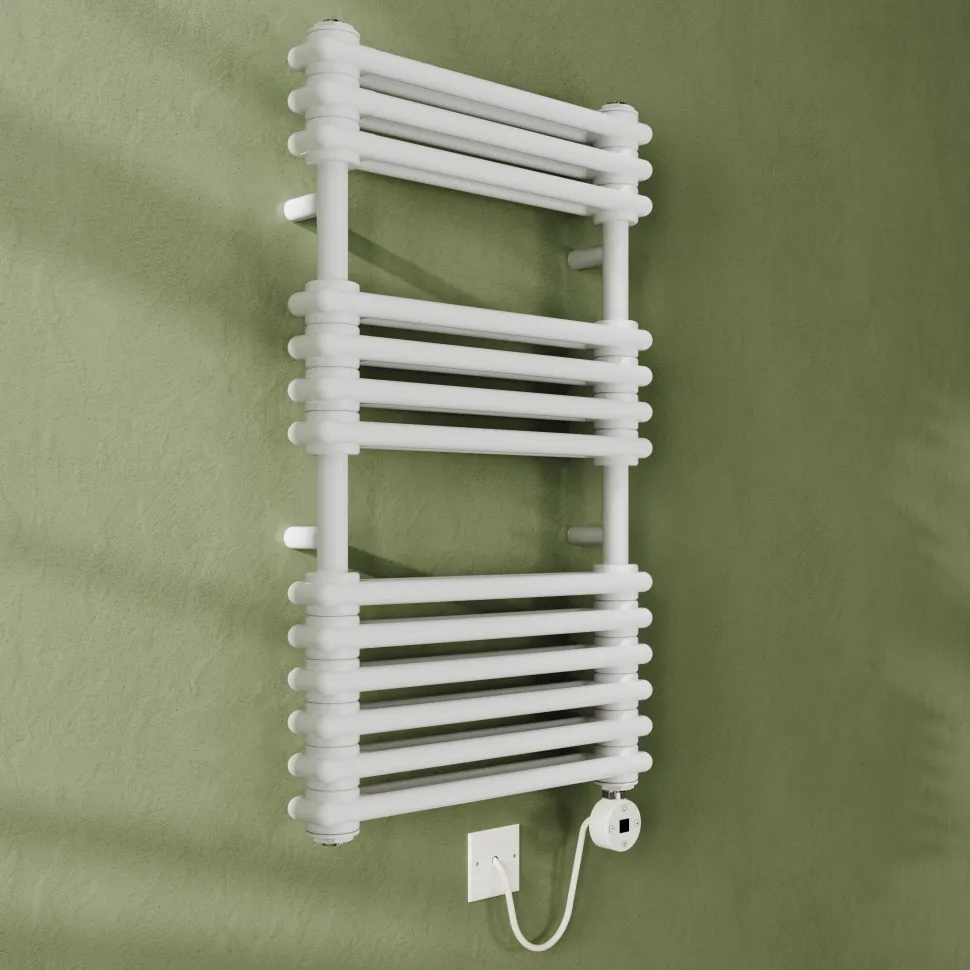 Toasty Montford White Traditional Column Electric Heated Towel Rail with Heating Element