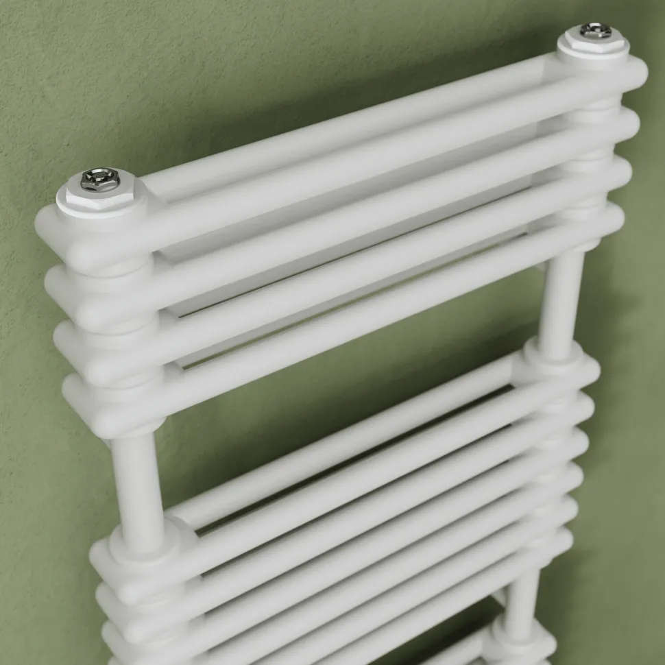 Toasty Montford White Traditional Column Electric Heated Towel Rail with Heating Element