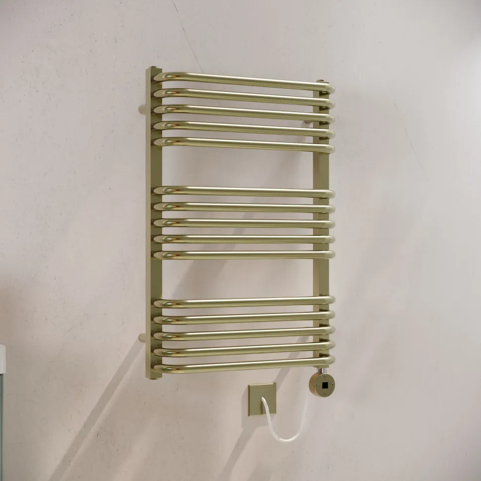 Toasty Nest Brushed Brass Electric Heated Towel Rail with Heating Element