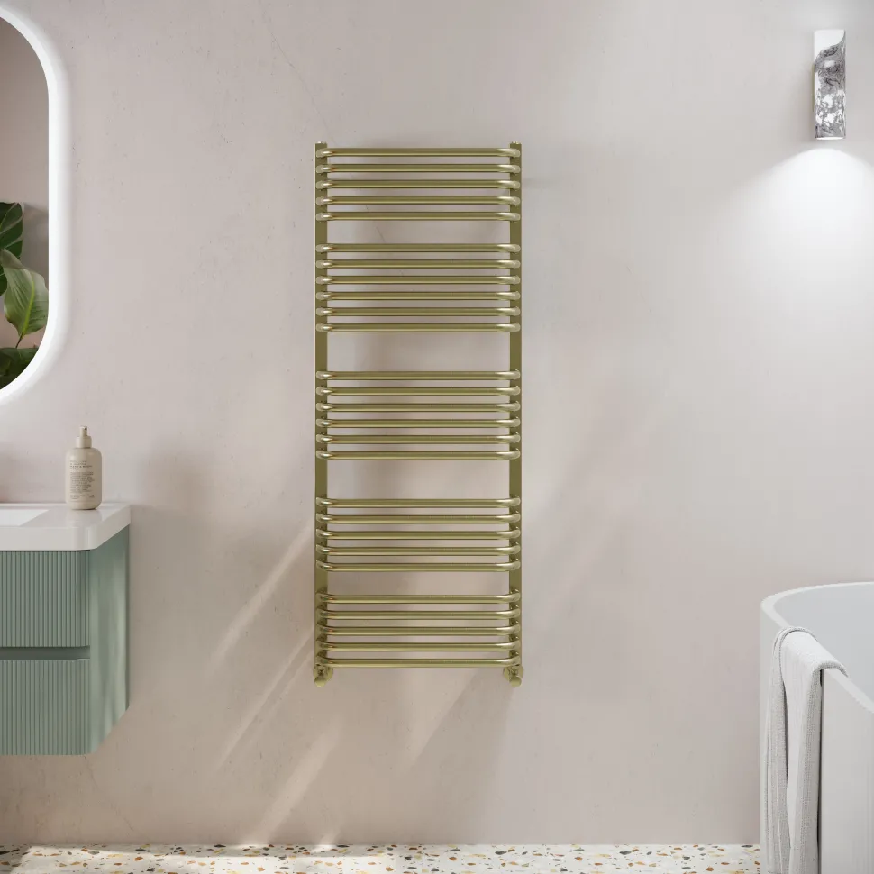 Toasty Nest Brushed Brass Heated Towel Rail