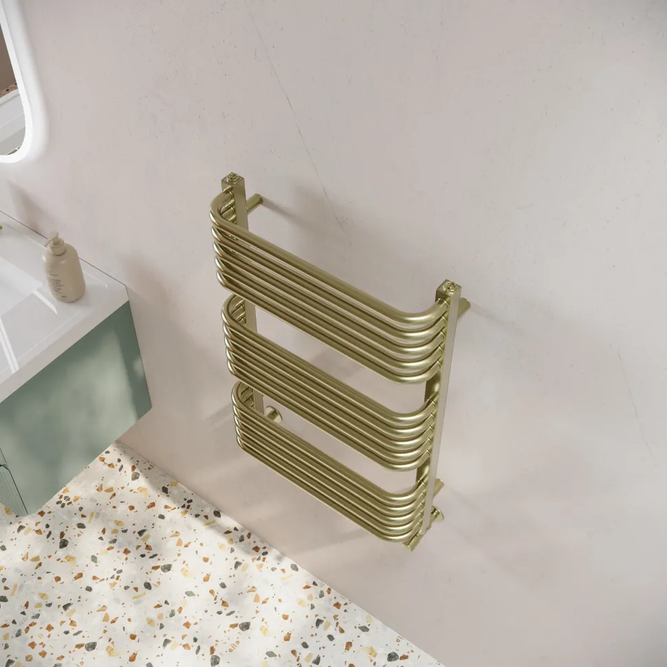 Toasty Nest Brushed Brass Heated Towel Rail