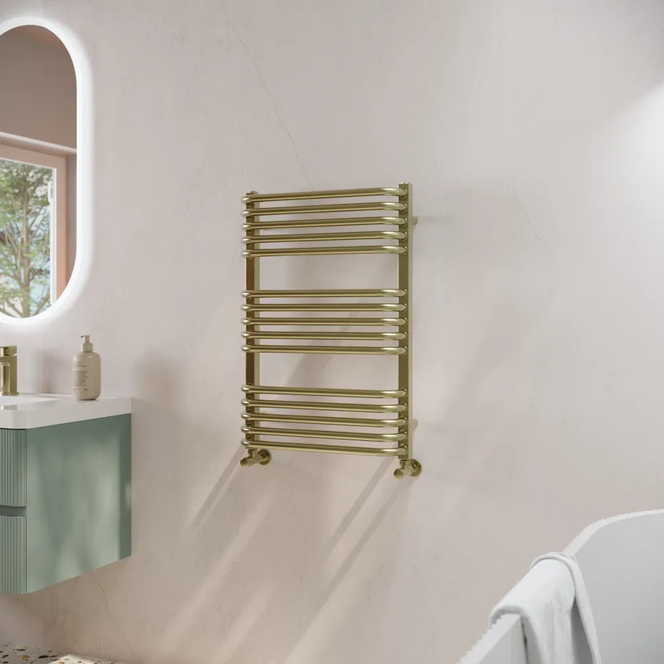 Toasty Nest Brushed Brass Heated Towel Rail