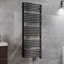 Toasty Nest Matt Black Electric Heated Towel Rail with Heating Element