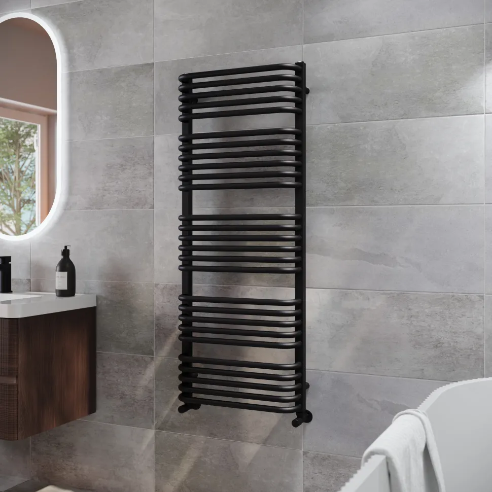 Toasty Nest Matt Black Heated Towel Rail