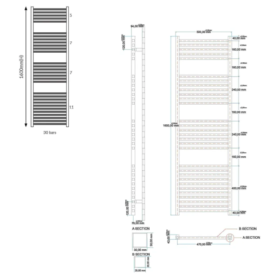 Toasty Oren Chrome Heated Towel Rail