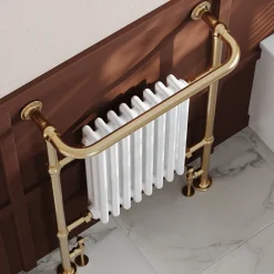 Toasty Penrose Brushed Brass Traditional Heated Towel Rail - 965 x 675mm