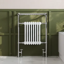 Toasty Penrose Chrome & White Traditional Heated Towel Rail