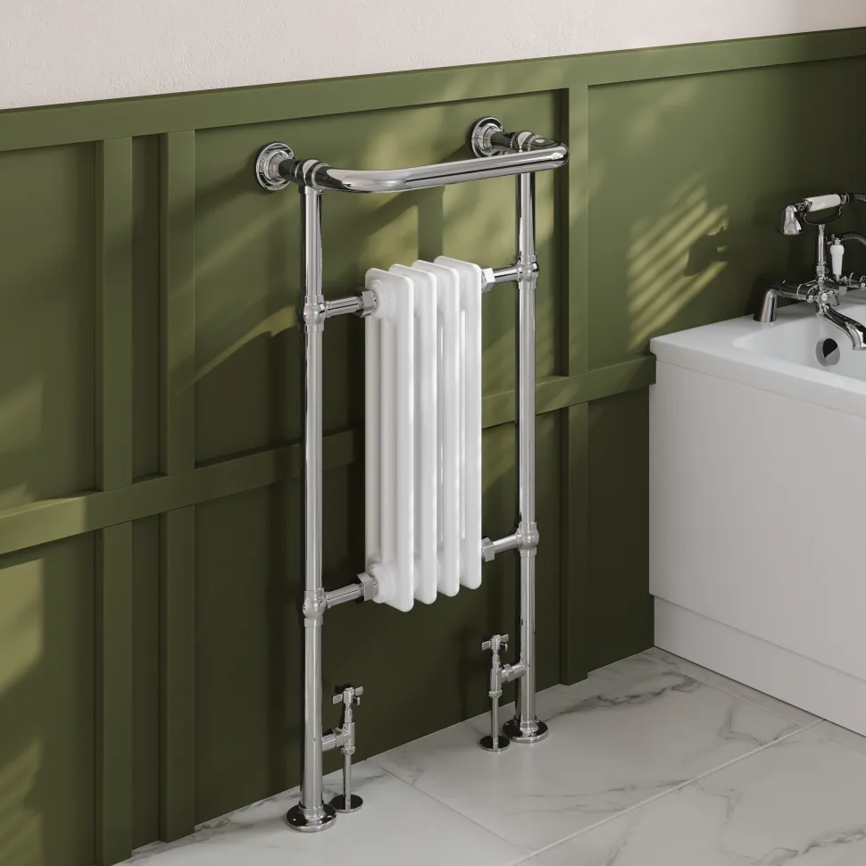 Toasty Penrose Chrome & White Traditional Heated Towel Rail