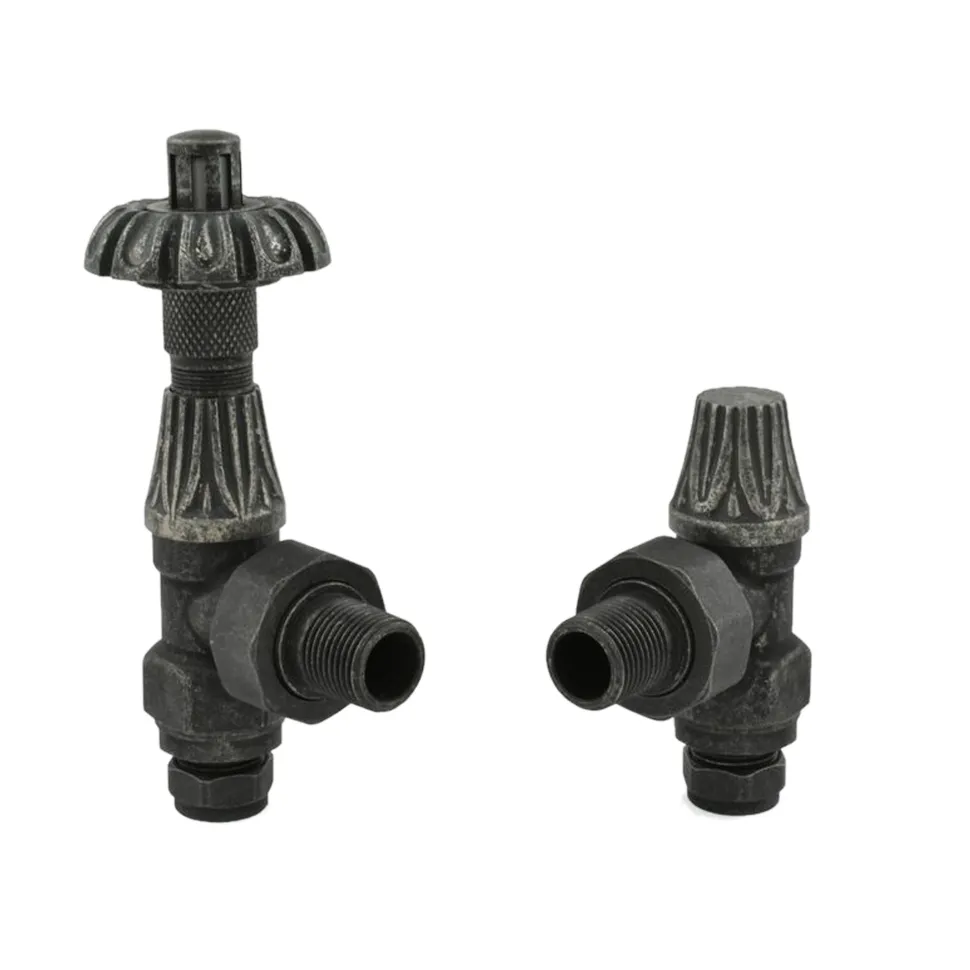 Toasty Pewter Traditional Metal Handle Angled Thermostatic Radiator Valve