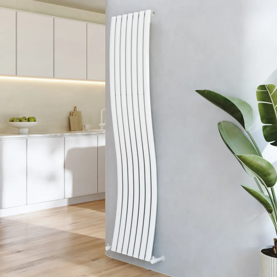 Toasty Plume White Vertical Wave Radiator - 1800 x 415mm