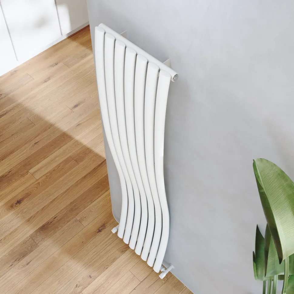 Toasty Plume White Vertical Wave Radiator - 1800 x 415mm