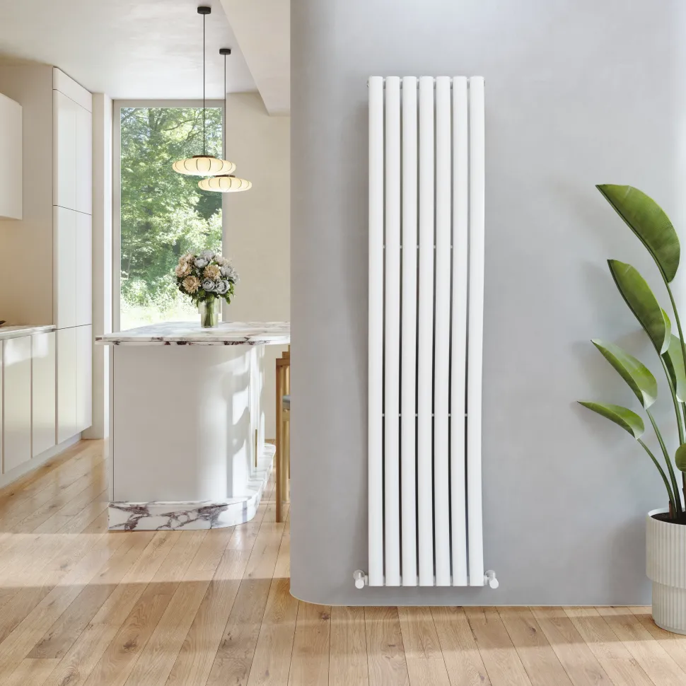 Toasty Plume White Vertical Wave Radiator - 1800 x 415mm