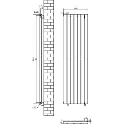 Toasty Radiance Matt Black Flat Panel Vertical Radiator