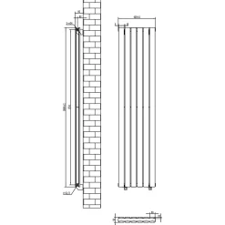 Toasty Radiance Matt Black Flat Panel Vertical Radiator
