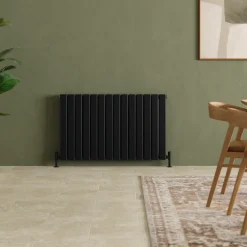Toasty Radiance Matt Black Flat Panel Horizontal Radiator