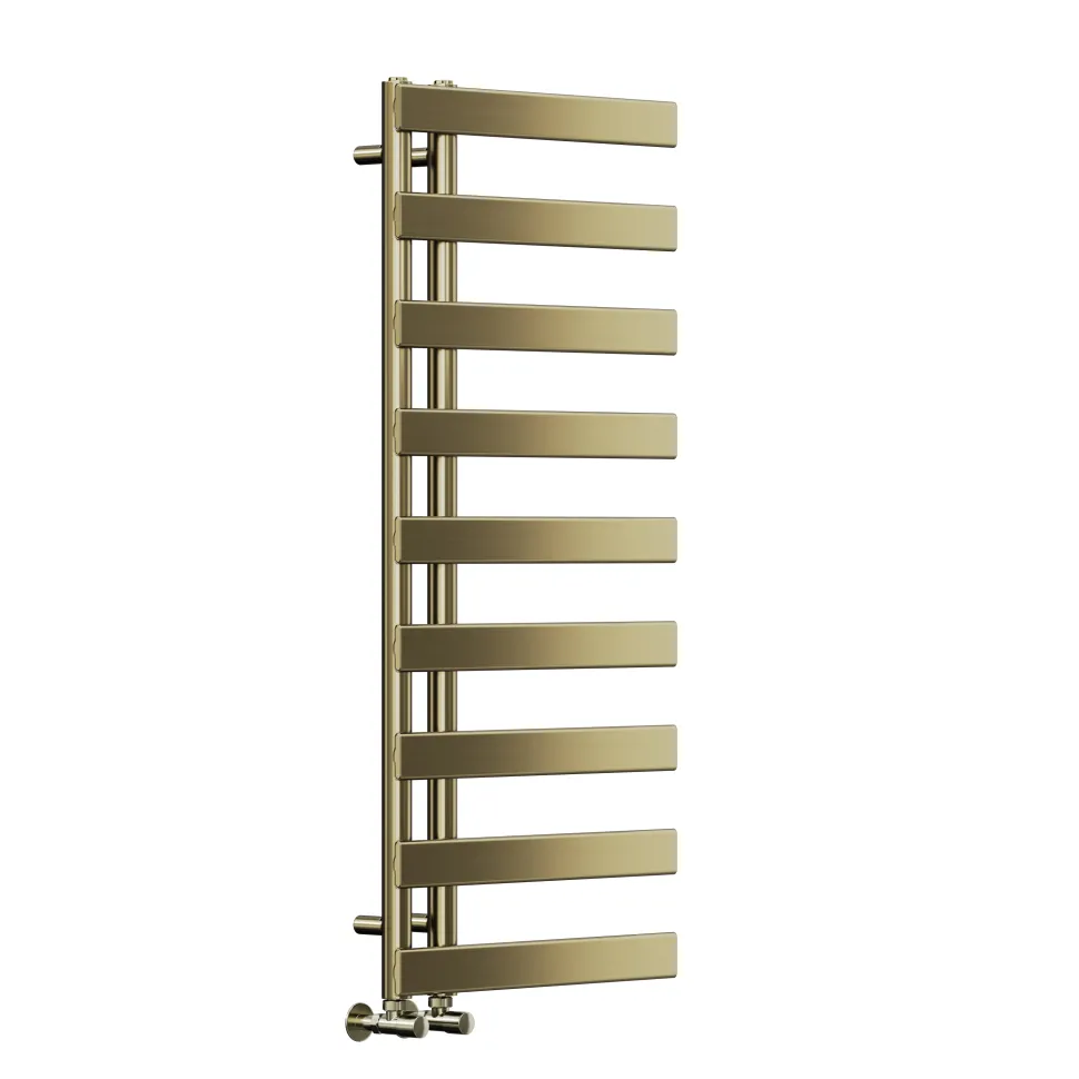 Toasty Retreat Brushed Brass Offset Heated Towel Rail