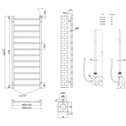 Toasty Rise Brushed Brass Electric Heated Towel Rail with Heating Element