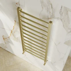 Toasty Rise Brushed Brass Heated Towel Rail