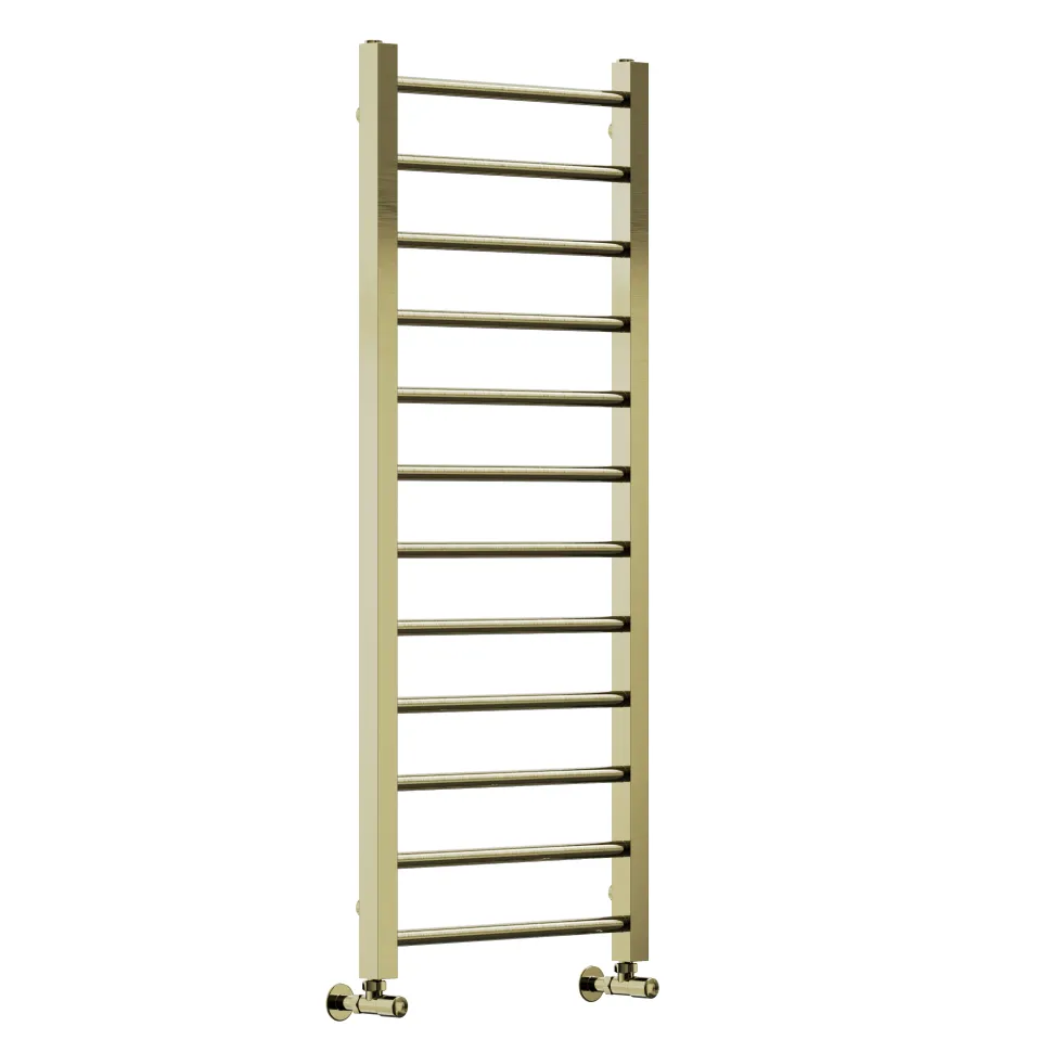 Toasty Rise Brushed Brass Heated Towel Rail