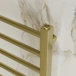 Toasty Rise Brushed Brass Heated Towel Rail