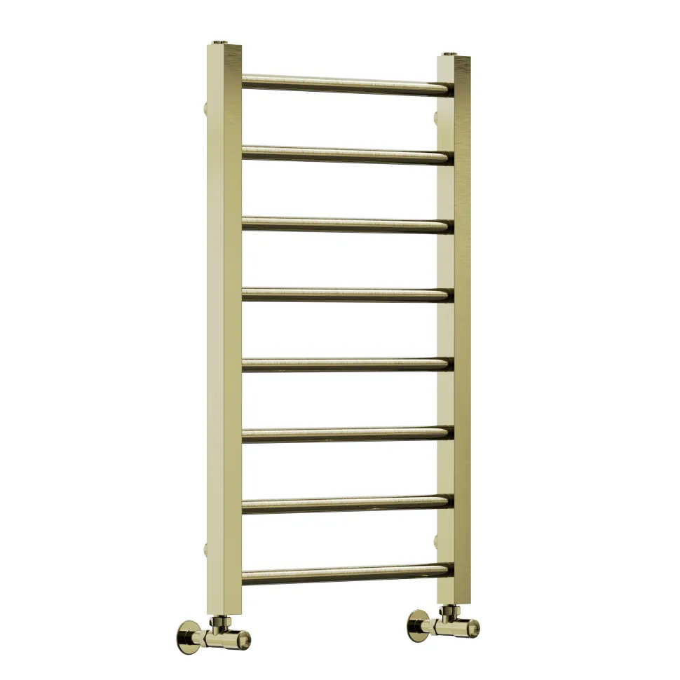 Toasty Rise Brushed Brass Heated Towel Rail