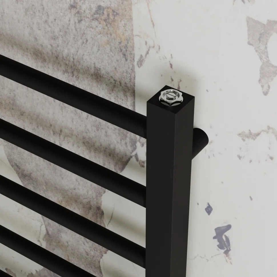 Toasty Rise Matt Black Heated Towel Rail