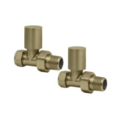 Toasty Round Brushed Brass Manual Radiator Valves