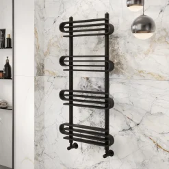 Toasty Sanctuary Matt Black Heated Towel Rail - 1100 x 500mm