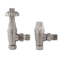 Toasty Satin Nickel Traditional Metal Handle Angled Thermostatic Radiator Valve