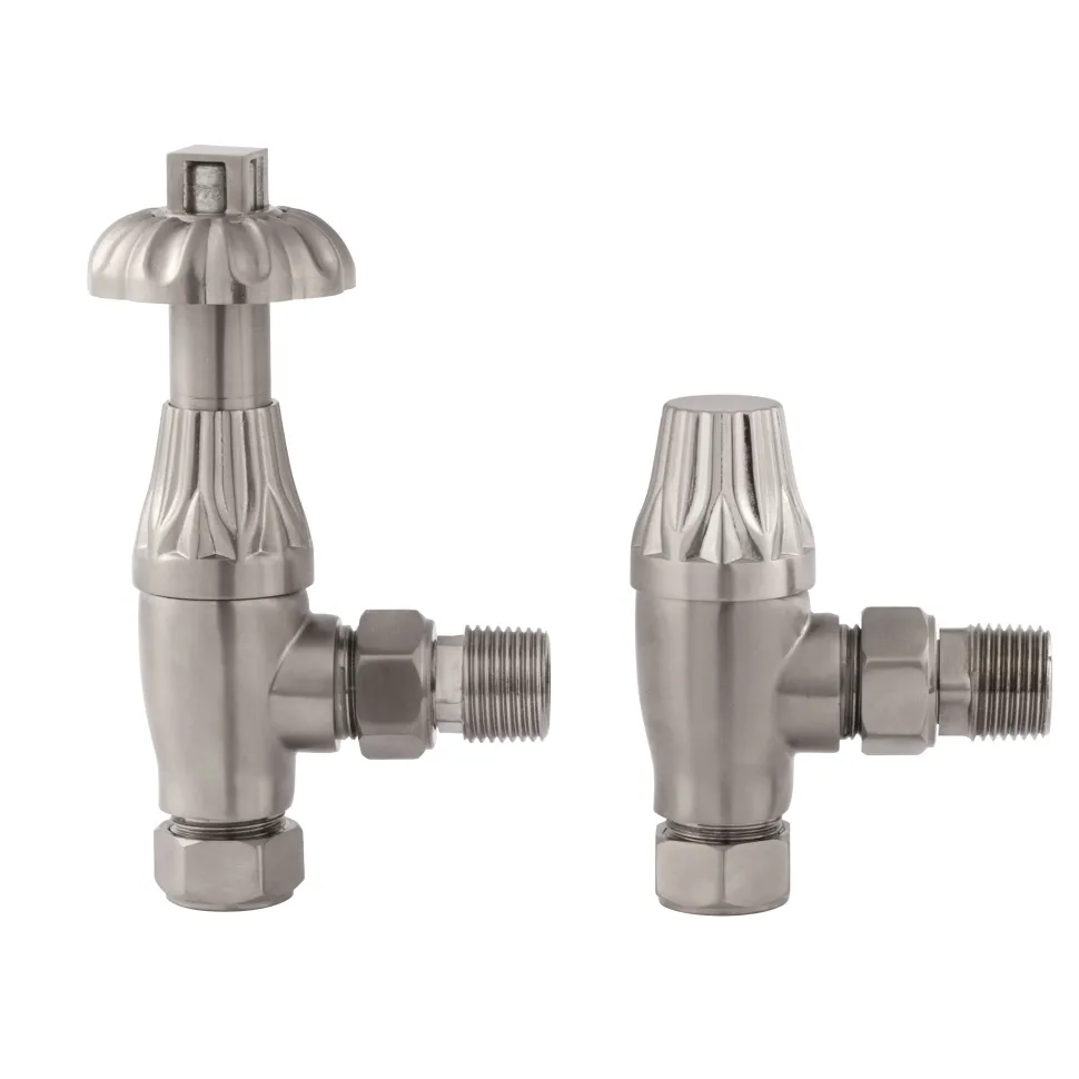 Toasty Satin Nickel Traditional Metal Handle Angled Thermostatic Radiator Valve