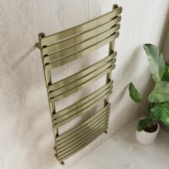 Toasty Solace Brushed Brass Curved Heated Towel Rail