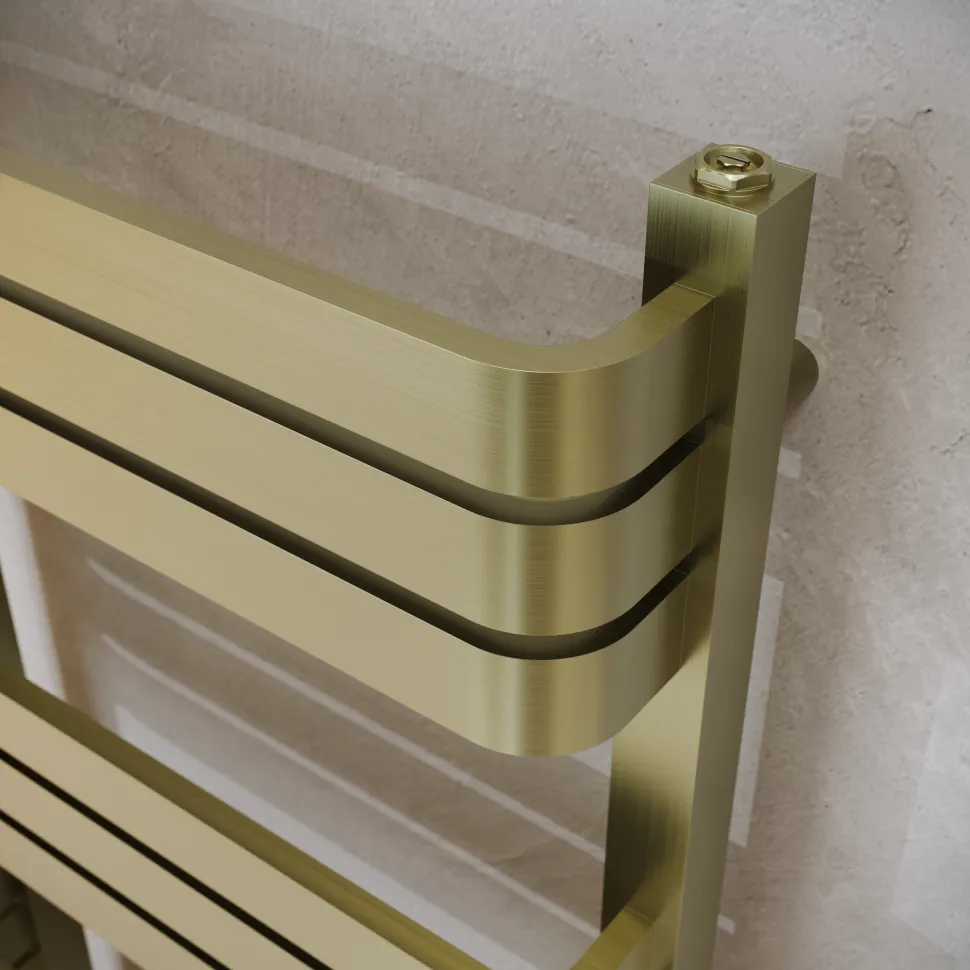 Toasty Studio Brushed Brass Heated Towel Rail - 1200 x 500mm
