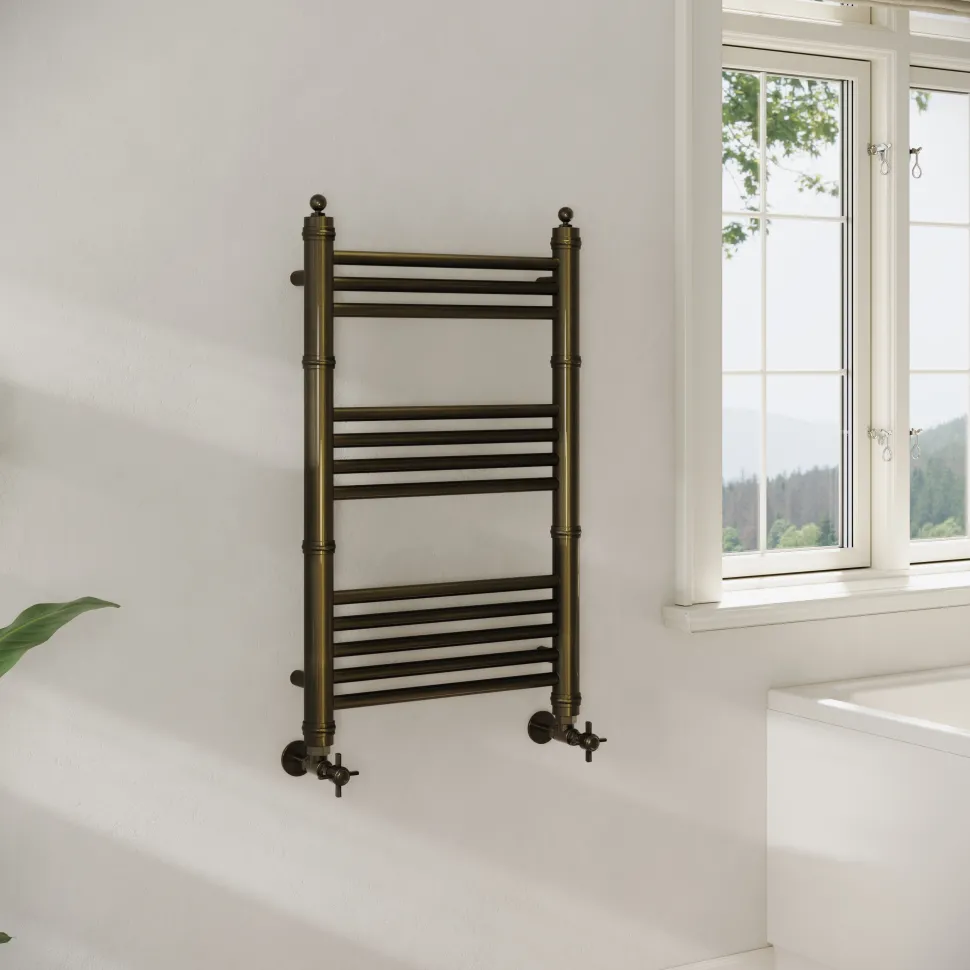 Toasty Vale Antique Brass Traditional Ladder Heated Towel Rail