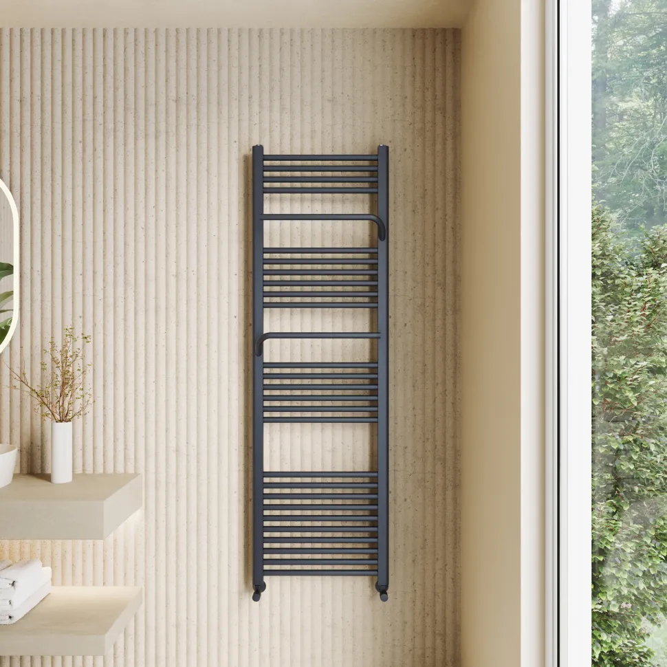Toasty Wisp Anthracite Heated Towel Rail - 1600 x 500mm