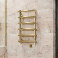 Toasty Yarrow Brushed Brass Electric Heated Towel Rail with Heating Element