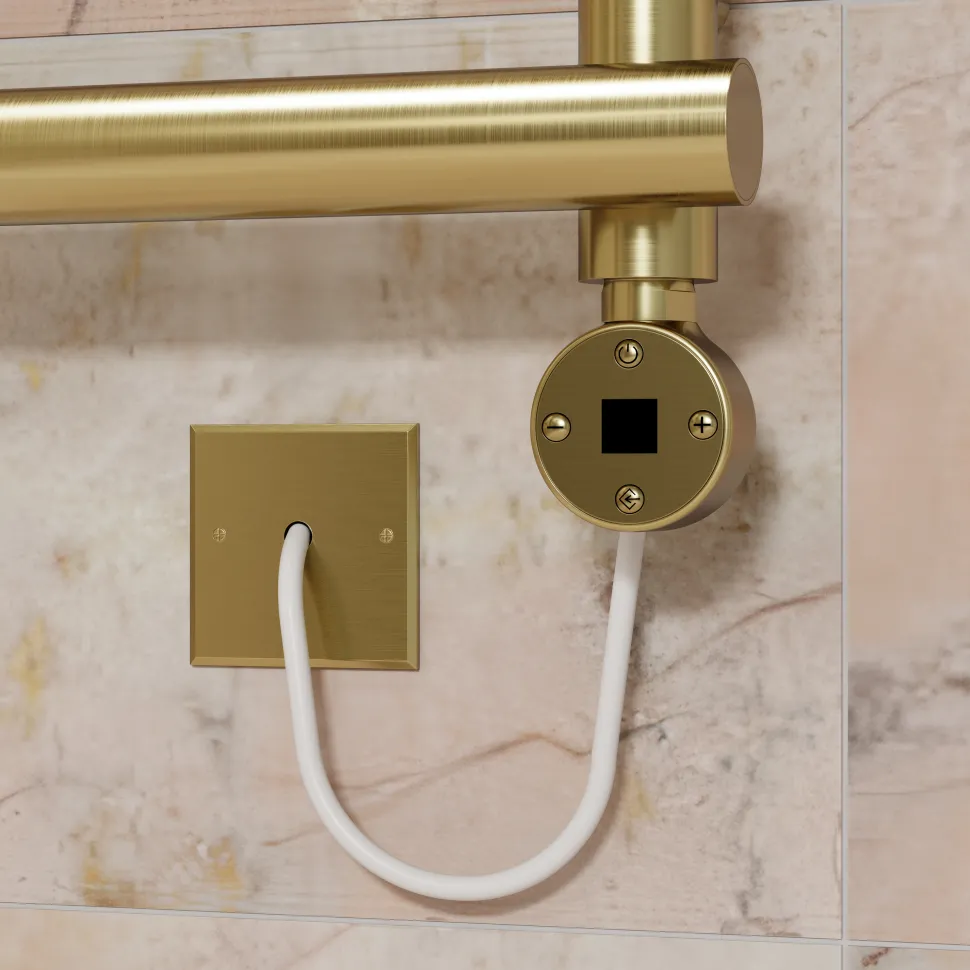 Toasty Yarrow Brushed Brass Electric Heated Towel Rail with Heating Element