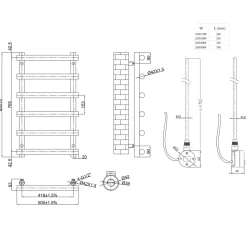 Toasty Yarrow Brushed Brass Electric Heated Towel Rail with Heating Element