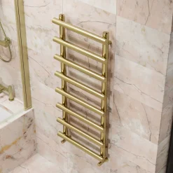Toasty Yarrow Brushed Brass Heated Towel Rail