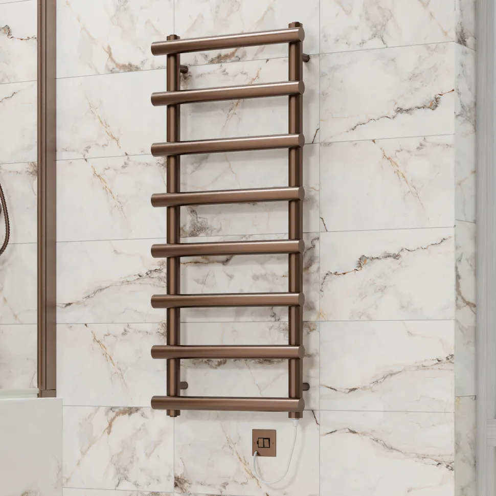 Toasty Yarrow Brushed Bronze Electric Heated Towel Rail with Heating Element
