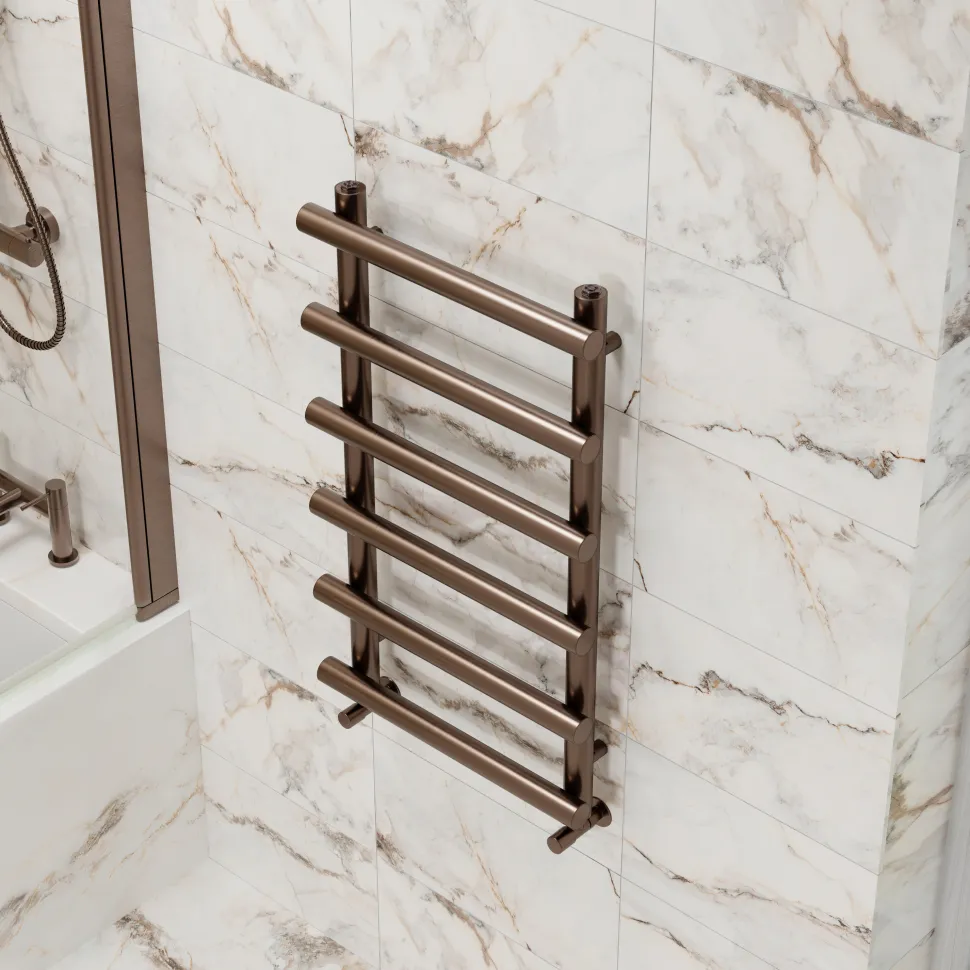 Toasty Yarrow Brushed Bronze Electric Heated Towel Rail with Heating Element