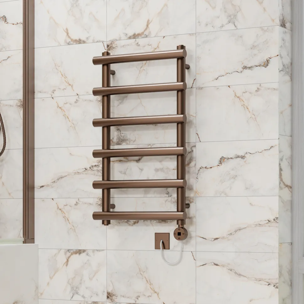 Toasty Yarrow Brushed Bronze Electric Heated Towel Rail with Heating Element