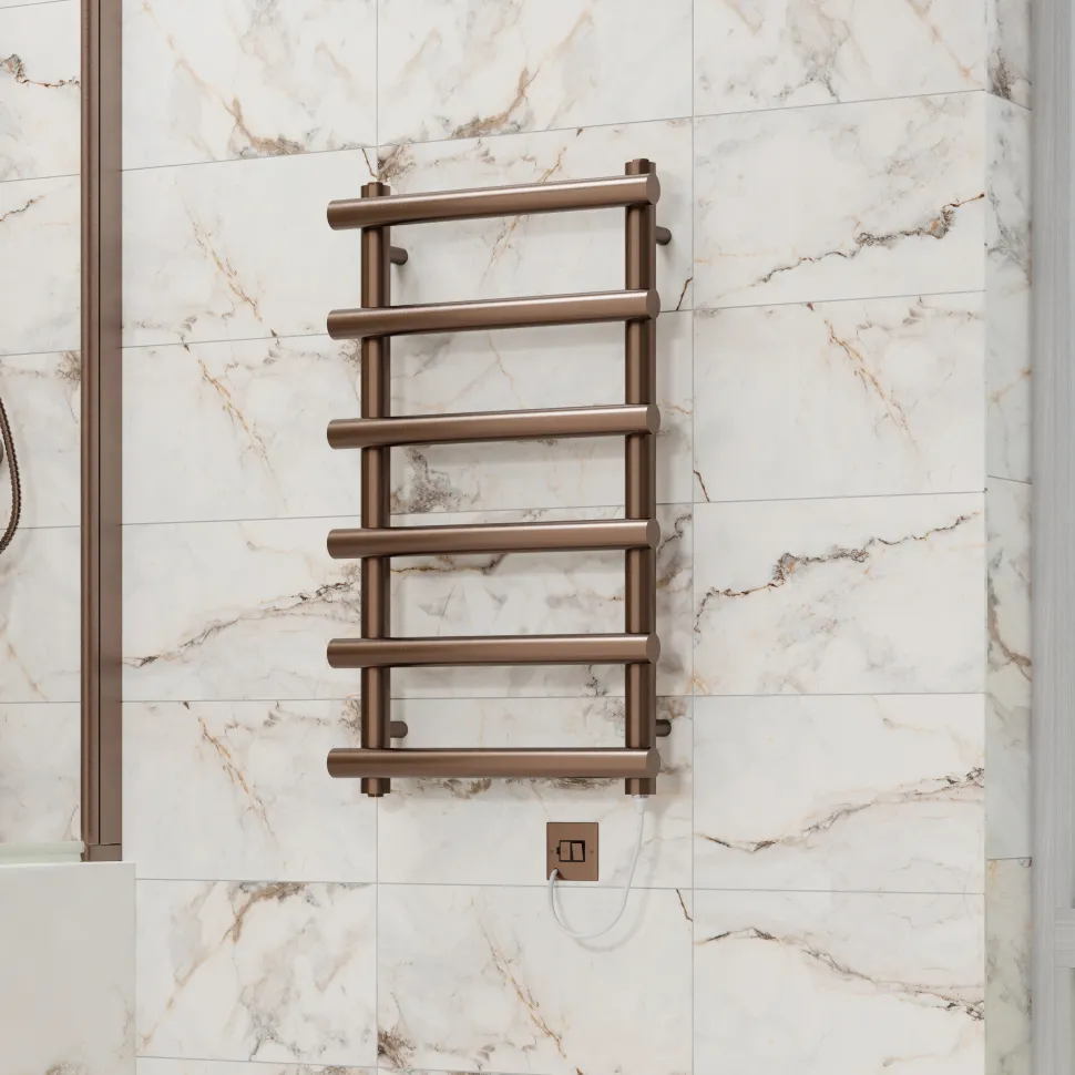 Toasty Yarrow Brushed Bronze Electric Heated Towel Rail with Heating Element