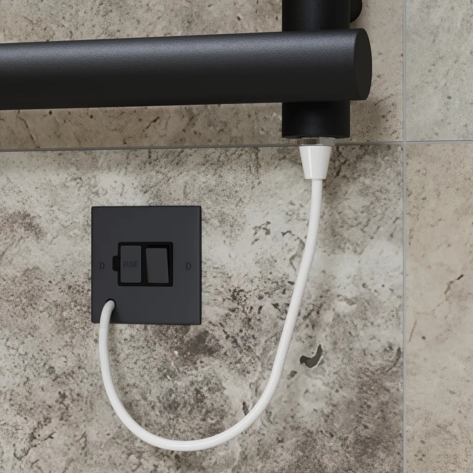 Toasty Yarrow Matt Black Electric Heated Towel Rail with Heating Element