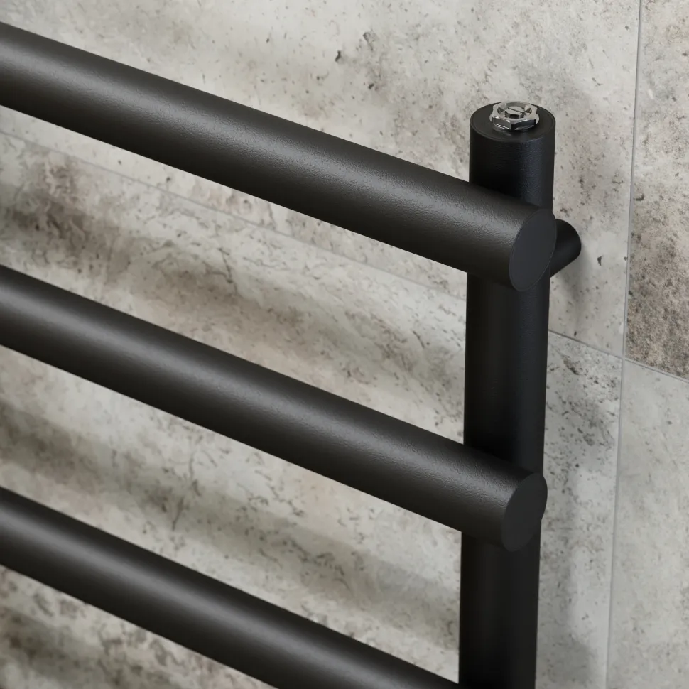 Toasty Yarrow Matt Black Electric Heated Towel Rail with Heating Element