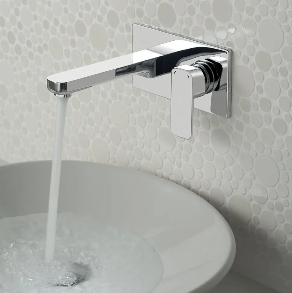 Vado Phase Wall Mounted 2 Hole Basin Mixer with Rectangular Backplate