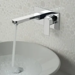 Vado Phase Wall Mounted 2 Hole Basin Mixer with Rectangular Backplate