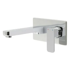 Vado Phase Wall Mounted 2 Hole Basin Mixer with Rectangular Backplate